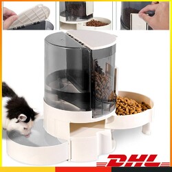 2 in 1 Futterautomat Tränke Katze Automatischer Futterspender für Katze und Hund