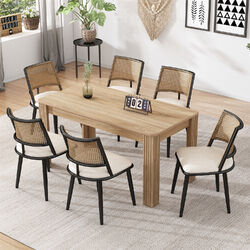 2/4/6er Set Esszimmerstühle Kunstleder Polsterstuhl Küchenstuhl mit Rattan-Lehne