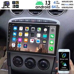 4+64G Autoradio Android 13 Carplay GPS Navi RDS +KAM Für Peugeot 308 408 2007-13