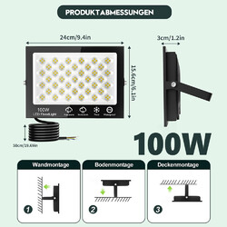 10-500W LED Fluter Flutlicht Scheinwerfer Außen Strahler Arbeitsleuchte Garten