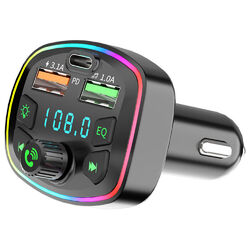 Bluetooth 5.0 FM Transmitter Auto Radio Adapter PD Dual USB Ladegerät für Handy
