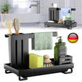 Spülbecken Organizer mit Abtropfschale Caddy für Küche Spüle Badezimmer-Schwarz