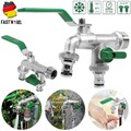 Messing Doppel Wasserhahn Garten - 1/2, 3/4 oder 1 Zoll Anschluss - Kugelhahn