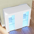 Sideboard Kommode Highboard mit LED Anrichte Modern Schrank Weiß Hochglanz 90cm