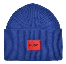 HUGO by HUGO BOSS - STRICKMÜTZE MÜTZE BEANIE - XAFF 6 - m. WOLLE - BLAU - NEU