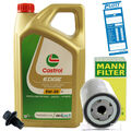 MANN Ölfilter + 5L Castrol Edge LL 5W-30 Motoröl + Schraube für VW 504.00 507.00