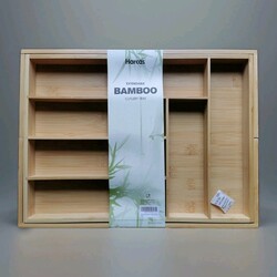 Bambus Besteckkasten, Verstellbarer Schubladen Einsatz & Organizer 6–8 Fächer