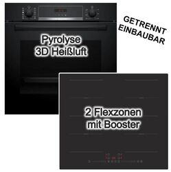 Herdset Bosch Backofen Pyrolyse + PKM Induktionskochfeld Flexzonen autark 60cm