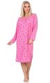 Damen Nachthemd langarm Sleepshirt mit Muster,  M L XL 2XL