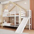 Etagenbett Hochbett 90x200 cm Massivholz Kinderbett mit Rutsche und Lattenrost