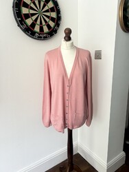 Peter Hahn Strickjacke reine Wolle rosa UK Größe 20 Langarm Strick