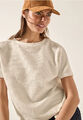 CECIL 323112 Shirt kurzarm feine Struktur Knoten am Saum lässige Optik beige