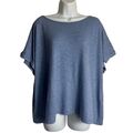 Eileen Fisher kastenförmiges T-Shirt hellblau Größe XL Hanf Baumwolle 