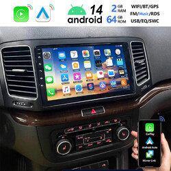 2+64GB Android 14 IPS Autoradio Carplay BT GPS Navi Für VW Sharan 7N Alhambra II