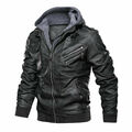 Bikerjacke Herren Winterjacke Kunstlederjacke Übergangs Kapuze Sweatjacke 2025