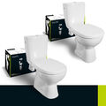 Spülrandloses Stand-WC Set Duroplast WC-Sitz mit Absenkautomatik Spülkasten Weiß