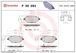 BREMBO Bremsbelagsatz Scheibenbremse PRIME P 59 093 für OPEL KARL C16 LPG
