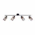 Deckenleuchte Wohnzimmerlampe Spotleiste Holz 4 Flammig E27 schwarz Rauch Glas