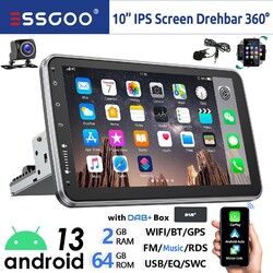 DAB+ 2+64GB Android 13 Carplay Autoradio GPS Navi 1 DIN 360° Drehbar Bildschirm