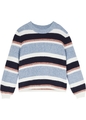 Neu Strick-Pullover mit Streifen Gr. 164/170 Wollweiß Blau Mädchen Langarm Pulli