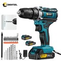 3 in 1 Akkuschrauber Set Schlagbohrschrauber Bohrmaschine mit 2 Akkus Ladegerät