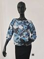 3393 Marella Damen Crop-Sweatshirt aus Baumwolle Flora , Größe S - Blau/Grau