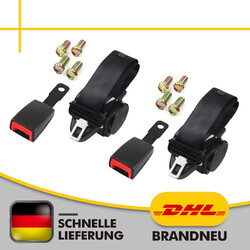 2x 3 Punkt Automatikgurt Sicherheitsgurt Schwarz m Gurtpeitsche mit E Prüfung DE