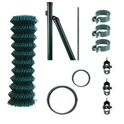 15m Komplettset 60x2,5x1250mm Maschendrahtzaun GRÜN Zaunset Gartenzaun Drahtzaun