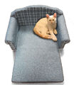 Hundesofa / Katzensofa, ausklappbar mit Textilbezug grau kariert