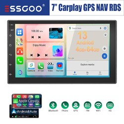 7" 2 DIN 4+64G Apple Carplay Autoradio Android 14 GPS Bluetooth RDS FM WIFI IPS