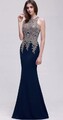 Damen Kleid Abendkleid Abschlussball Brautjungfern Ärmellos, Navy Blau, EU 36