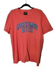 ABERCROMBIE AND FITCH T-Shirt Größe L geprägtes Logo großes T-Shirt Oberteil orange blau