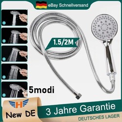 Handbrause Duschkopf Brausekopf 5 Strahlarten mit 2M-Schlauch Bad Wassersparend