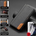 Schutz Hülle + 2X Displayglas Handyhülle Tasche Flip Case Cover Wallet Schwarz