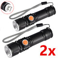 2X Super helle Taschenlampe LED 80000LM USB wiederaufladbare Fackel 18650 Akku