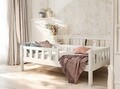 Hausbett mit Rausfallschutz 80x160 cm Kinderbett Bodenbett Natur Holz Bett