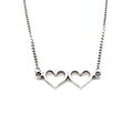 Collier Doppelherz Silber Kette Anhänger Herz