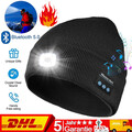 Mütze mit LED Licht Beanie Herren Damen Unisex Wintermütze Strickmütze Warm USB