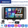 DAB+ 64G Android 13 Apple Carplay Autoradio GPS Kam Für Smart Fortwo 451 2011-15
