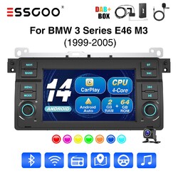7" DAB+ Carplay 2+64G Autoradio Android 14 GPS Navi Für BMW E46 3er 318 320 325