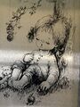 Vintage 1960er Jahre Edelstahl niedliches Kitschbild von Kind schlafen unter einem Baum