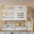 Etagenbett Kinderbett Hochbett Einzelbett 90X200 Cm Hausbett Mit Stauraumtreppe