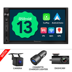 DVR+CAM+Android 13 Doppel DIN Autoradio 7 Zoll Bluetooth Navigation CarPlay WiFi