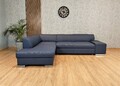Blaues Echtleder Ecksofa Echt Leder Eckcouch London Sofa mit Bettfunktion Blau