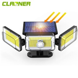 300 LED Solarleuchte Solarlampe mit Bewegungsmelder Außen Garten Strahler Fluter