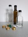 Glasflaschen Set 3 Stück Essig Öl 2x250 ml und 1x 200 ml diverse Schraubdeckel