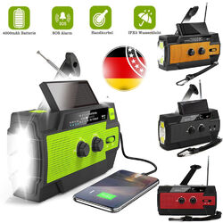 LED Solar Radio Kurbelradio Notfall AM FM lampe USB Handyladefunktion Tragbares