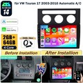 DAB+ 64GB Android 14 Autoradio Carplay BT 5.0 GPS Navi für VW Touran 1T1 1T2 1T3