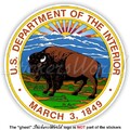 US DEPARTMENT OF INTERIOR Seal DOI United States of America USA 90mm Aufkleber