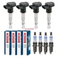 4x KAMOKA Zündspule +4x BOSCH Zündkerze Laser Platinum passend für Mazda 3 BK